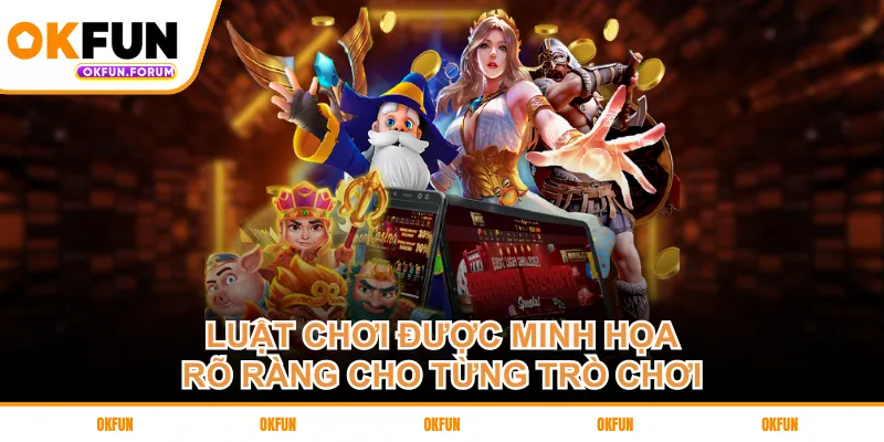 Luật chơi được minh họa rõ ràng cho từng trò chơi